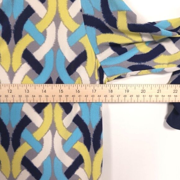 Etcetera Women's Shift Dress Size 8 Geometric Multicolor VNeck Combo 100% SILK - Picture 5 of 12